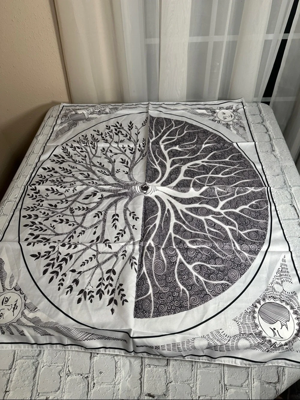 Druid Tree of Life Wall Tapestry All Seeing Eye Sun Moon 36” x 28” NEW